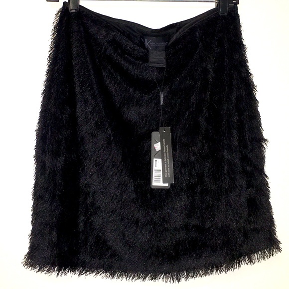 Kardasian Kollection Fringed Fur Mini Skirt Size M - Picture 12 of 16